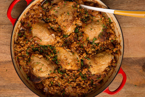 Roast Chicken Thighs with Barley – Carol's Stock Market