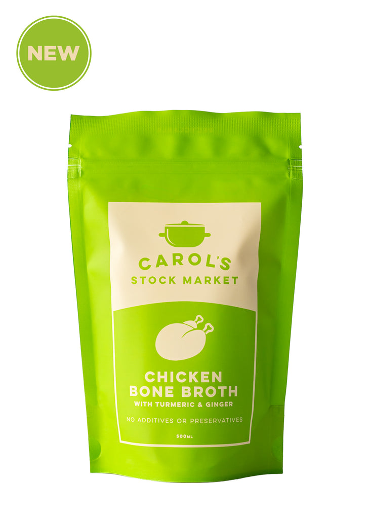 Chicken Bone Broth with Tumeric & Ginger - Carol's Stock Market